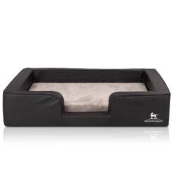 Knuffelwuff Orthopädisches Hundebett Mit Wendekissen Aus Kunstleder Indianapolis Schwarz M-L