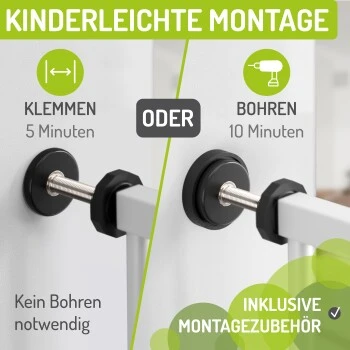 Bomi Türschutzgitter Extrahoch 107 Cm - Merle 73-81 Cm In Weiß Für Hunde & Katzen 3 Bomi Türschutzgitter Extrahoch 107 Cm - Merle 73-81 Cm In Weiß Für Hunde & Katzen – Bild 3