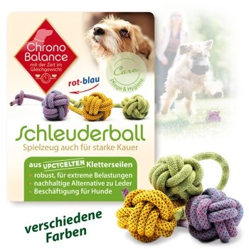 ChronoBalance Upcycled Hundespielzeug Schleuderball Blau 1 ChronoBalance Upcycled Hundespielzeug Schleuderball Blau